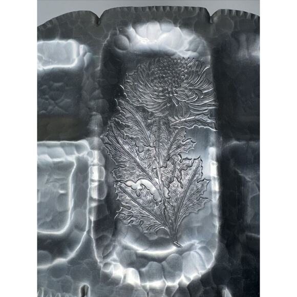 Continental Trademark Serving Tray Hand Wrought Silverlook 537 Hammered Aluminum - Picture 2 of 7